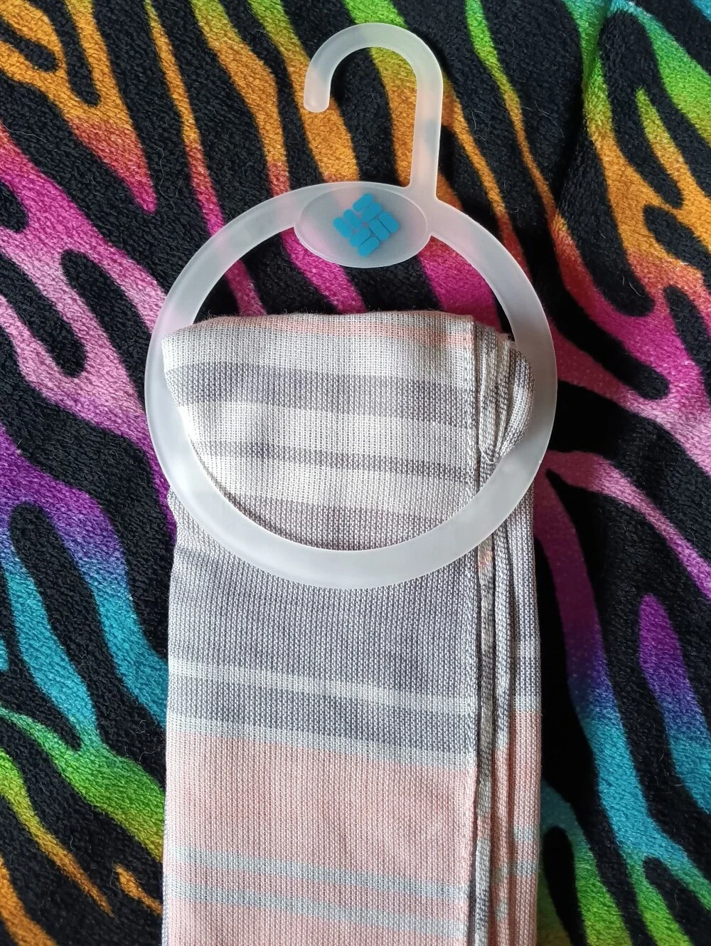 🖤NWT Columbia Early Tide Cotton Scarf Striped Blue Tassles One Size Unisex